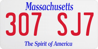 MA license plate 307SJ7