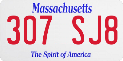 MA license plate 307SJ8