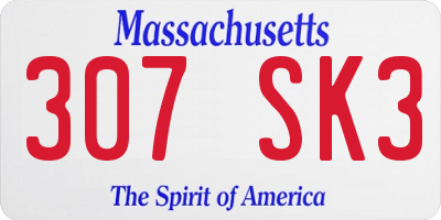 MA license plate 307SK3