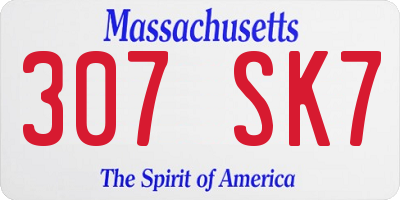 MA license plate 307SK7