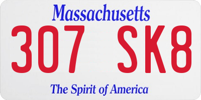 MA license plate 307SK8
