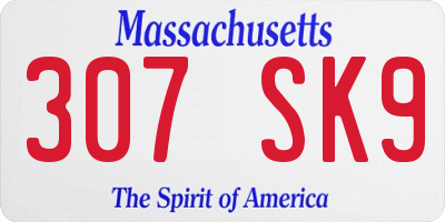 MA license plate 307SK9
