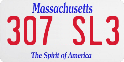 MA license plate 307SL3