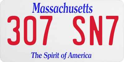 MA license plate 307SN7