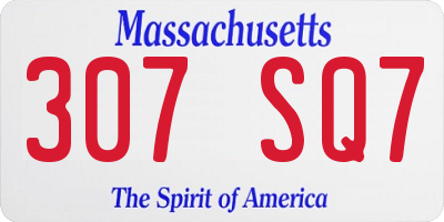 MA license plate 307SQ7