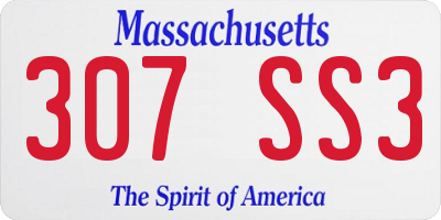 MA license plate 307SS3