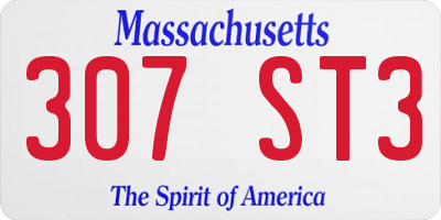 MA license plate 307ST3
