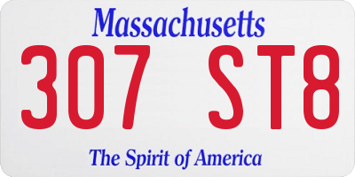 MA license plate 307ST8