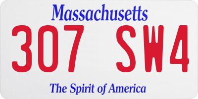 MA license plate 307SW4