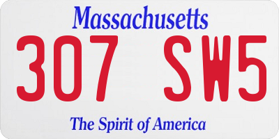 MA license plate 307SW5