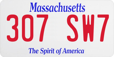 MA license plate 307SW7