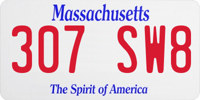 MA license plate 307SW8