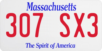 MA license plate 307SX3