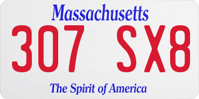 MA license plate 307SX8