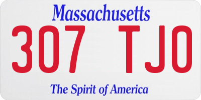 MA license plate 307TJ0
