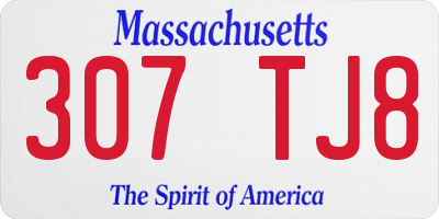 MA license plate 307TJ8