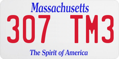 MA license plate 307TM3