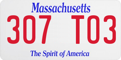 MA license plate 307TO3