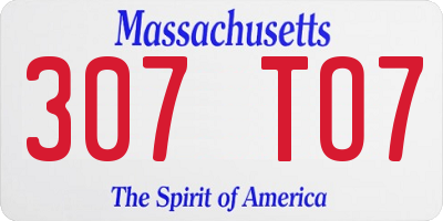 MA license plate 307TO7