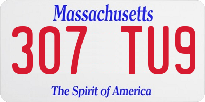 MA license plate 307TU9