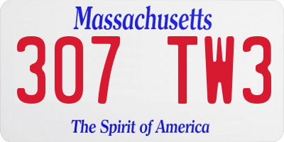 MA license plate 307TW3