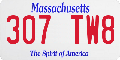 MA license plate 307TW8