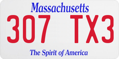 MA license plate 307TX3