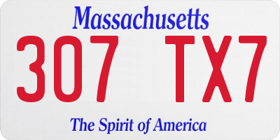 MA license plate 307TX7