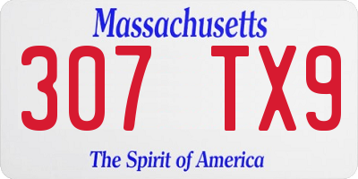 MA license plate 307TX9
