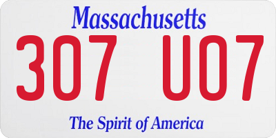 MA license plate 307UO7