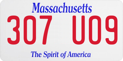 MA license plate 307UO9