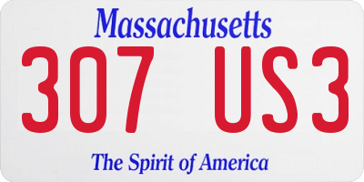 MA license plate 307US3
