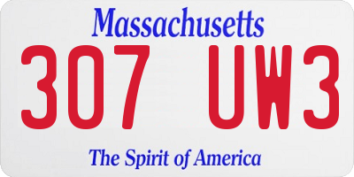 MA license plate 307UW3