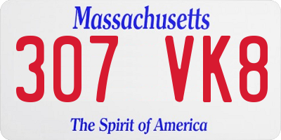 MA license plate 307VK8