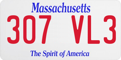 MA license plate 307VL3