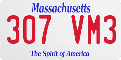 MA license plate 307VM3