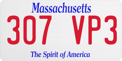 MA license plate 307VP3