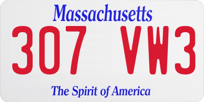 MA license plate 307VW3