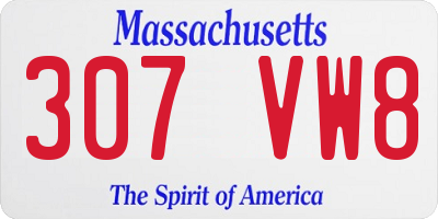 MA license plate 307VW8