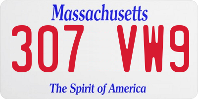 MA license plate 307VW9