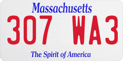 MA license plate 307WA3