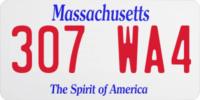 MA license plate 307WA4