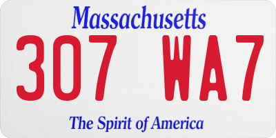 MA license plate 307WA7