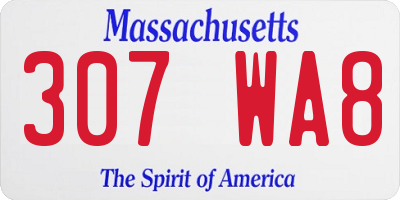 MA license plate 307WA8