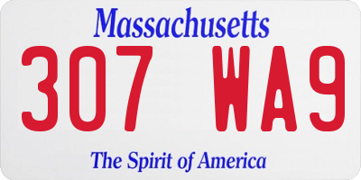 MA license plate 307WA9