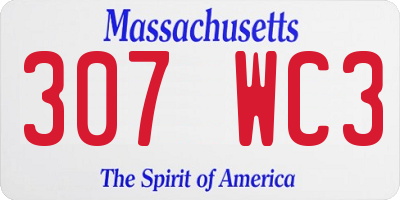 MA license plate 307WC3