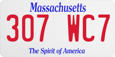 MA license plate 307WC7