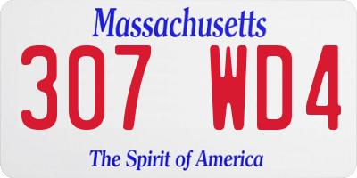 MA license plate 307WD4