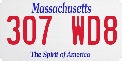 MA license plate 307WD8
