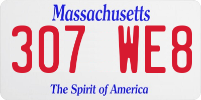 MA license plate 307WE8